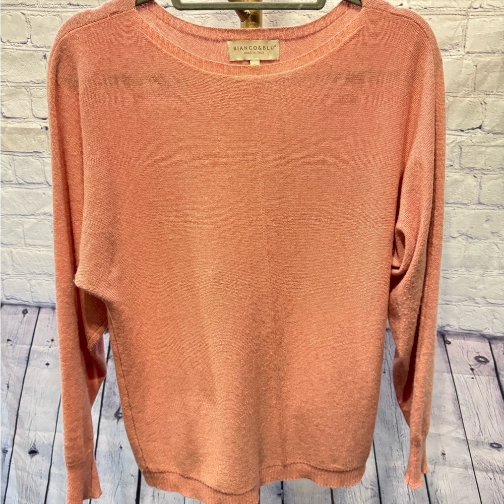 Bianco & Blu Women’s Luxury Blend Blush Pink Sweater Medium Made in Italy